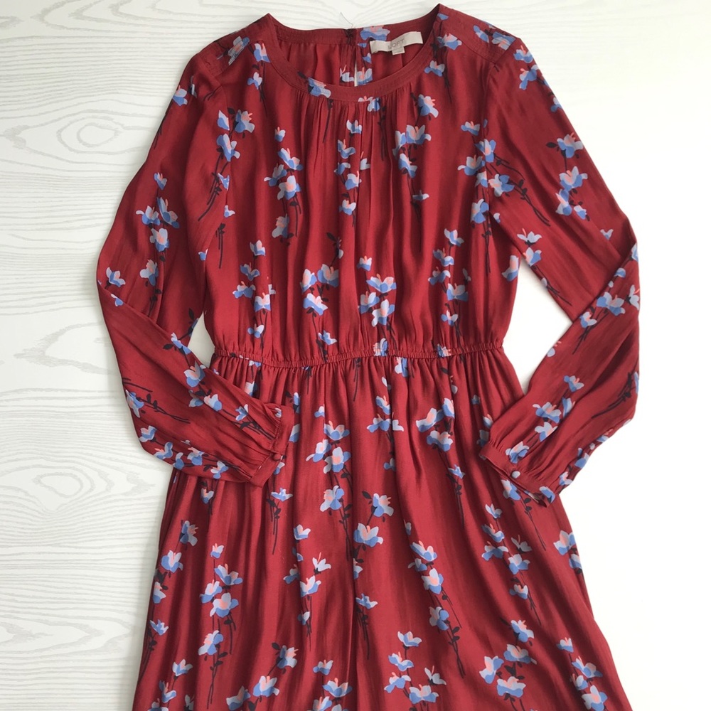 LOFT Red Bluebell Blouson Dress Floral 419776 - Picture 7 of 7